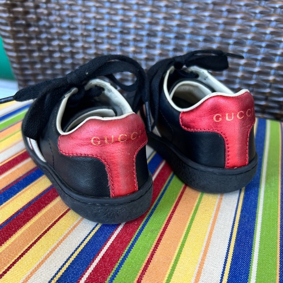Gucci Kids 24 EU Children's Ace sneaker with LOGO stripe US 8 black - Picture 3 of 5